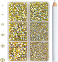 8000pcs Hotfix Rhinestones Flatback,Rhinestones for Crafts Clothes Mixed 6 Sizes, Hotfix Crystals with Wax Pencil Kit, SS3-SS12,Citrine AB