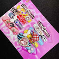 3D Nail Art Press on Nails Short Handmade Dark False Nails Victorian Elegant Daily Size M