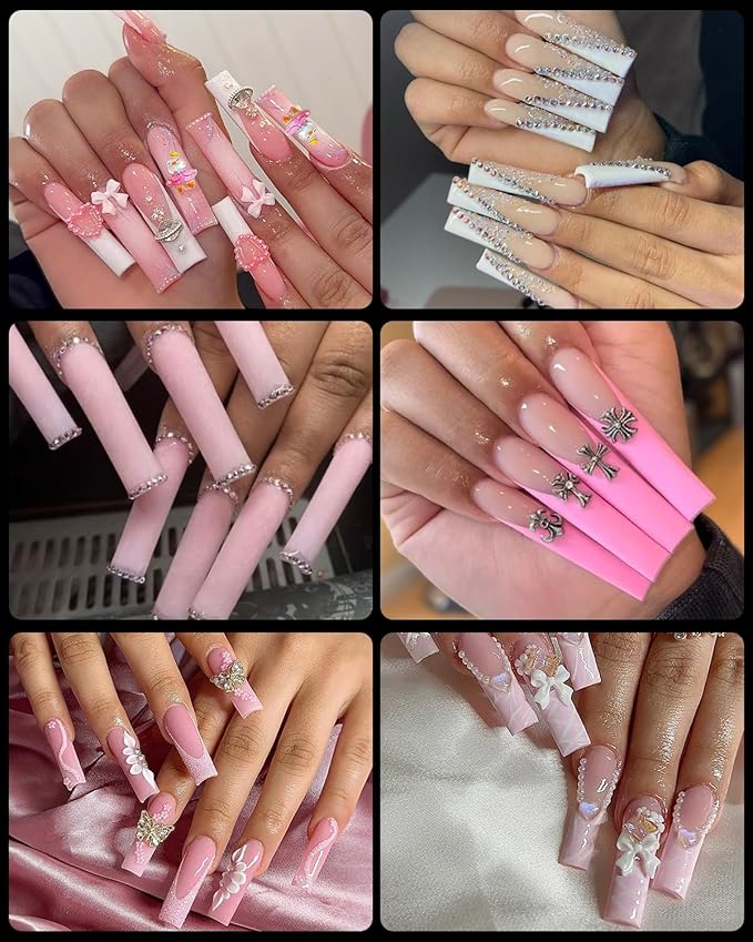 XXL Square Nail Tips, BORNBYME 240 PCS Gel Tips Stright Nails Full Cover Clear False Nail Tips