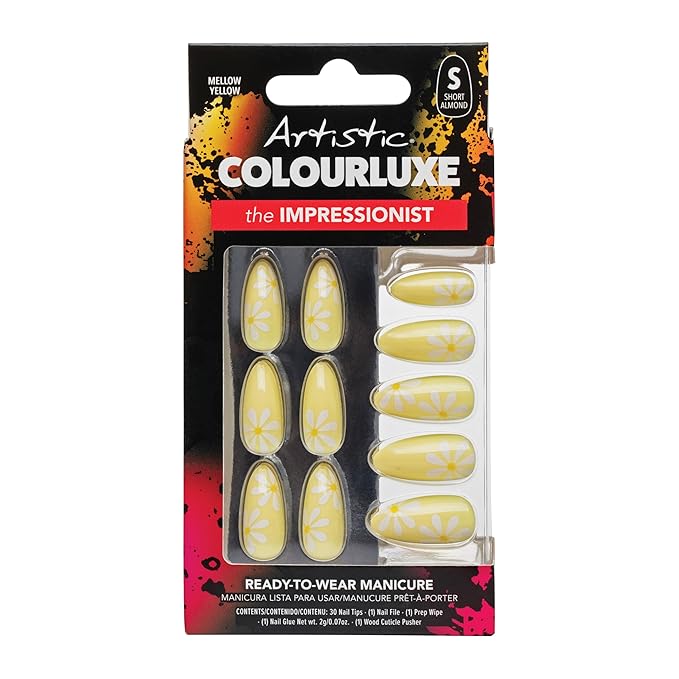 Artistic Colourluxe Press-On Tips - Kit Colourluxe Press-On Tips - Kits Nails - 30 Nails (Mellow Yellow, Kit)