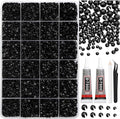 RODAKY 30000PCS Black Rhinestone Flatback Resin Gems for Bedazzling Crystal Rhinestone Beads Jewels 2Pcs 10ml B7000 Glues Tweezers Dotting Pen for DIY Crafts Clothing Shoes Nail Art