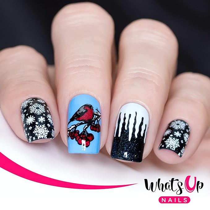 Whats Up Nails - B035 Icy Wonderland Stamping Plate for Christmas Winter Nail Art Design