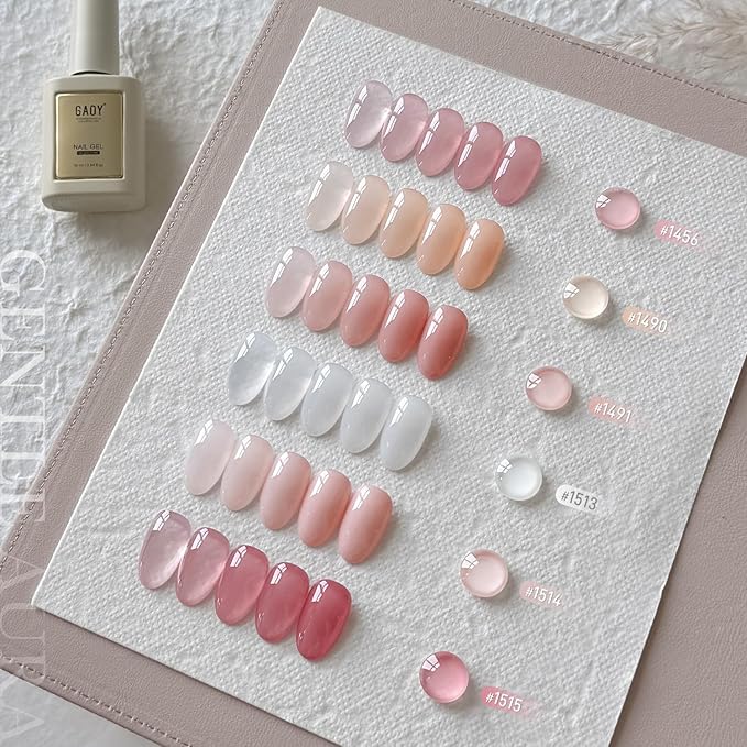GAOY 16ml 6 Colors Jelly Gel Nail Polish, Sheer Pink Orange Transparent Soak Off UV Light Cure Gel Polish Kit for Salon and Nail Art DIY at Home, Milky White x Jelly Nude