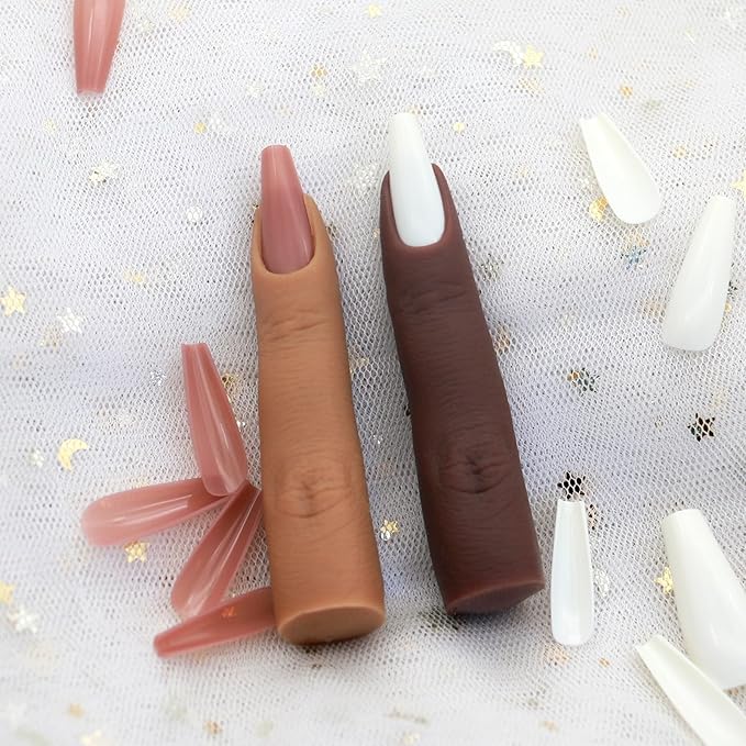 Silicone Practice Fingers for Acrylic Nails, Soft Silicone Fake Finger to Practice Fake Nails Bendable Nail Training Finger Flexible Practice Nail Finger for DIY Nails(Color 4)