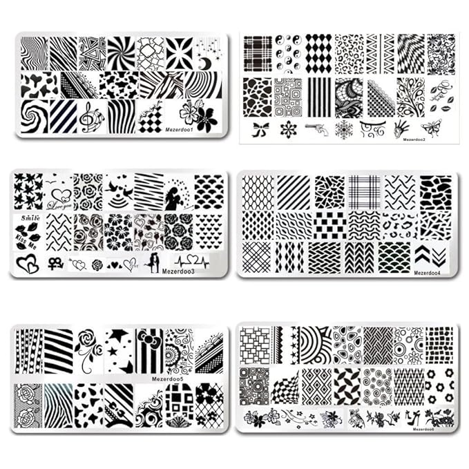 Mezerdoo 12pcs/lot 120 Slots PU Leather Nail Art Stamping Image Plate Case and 11Pcs Nail Art Templates Plates Manicure Nails Stencils (Mezerdoo1-11 + 1 black case)