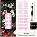 Nail Polish Strips (No UV Lamp Needed) - 22 Pcs Salon Quality Gel Nail Stickers - Long Lasting Wraps (Vintage Rose Glitter)