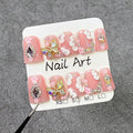 10Pcs Flower Butterfly Press on Nails Handmade Duck Fake Nails with 3D Flower Butterfly Rhinestone Design Pink False Nails Short Acrylic Nails Press ons Cute Handmade Glue on Nail for Women (S)