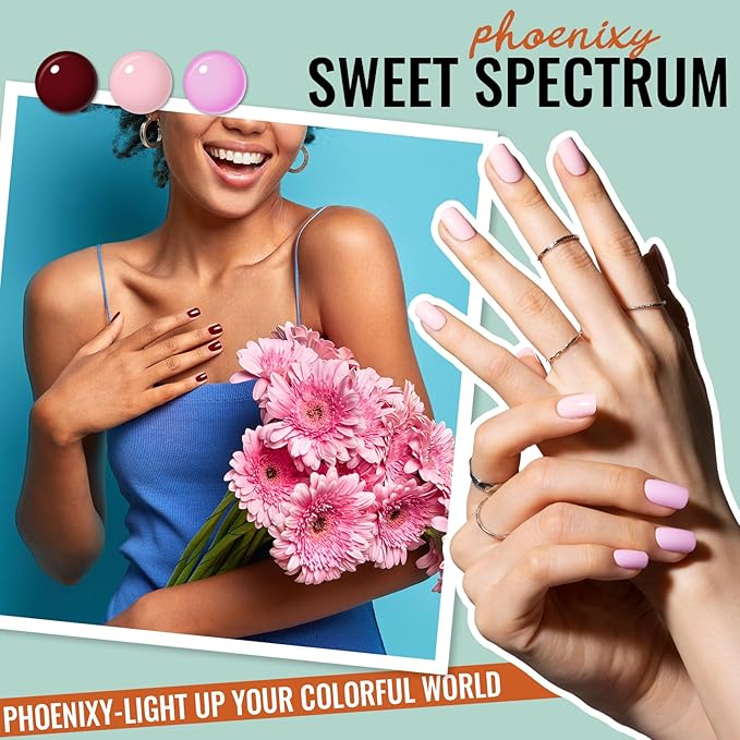 phoenixy 62 PCS Gel Nail Polish Set, 54 Colors Gel Polish with Base Coat & Glossy/Matte/Glitter Top Coat All Seasons Nail Polish Set Gifts for Women Girls