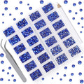 10000 Pieces Rhinestones 6 Sizes Round Crystal Glass Flat Back Rhinestones with 1Tweezers and 1Picking Pen for Nail Art Crafts Clothes Bags DIY (Royal Blue)