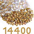 Flatback Rhinestones Bulk, 14400PCS Gold Rhinestones for Clothes DIY Decoration Crafts, Gold, SS16, 3.8-4.0mm