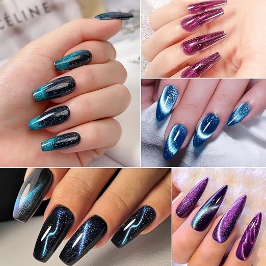 DANNEASY 55pcs Cat Eye Magnet for Nails, Cat Eye Gel Nail Polish Magnet Kit, Strong Magnetic Nail Polish Tools, Cat Eye Nail Art Magnet for Salon & Home DIY Nail Accessories