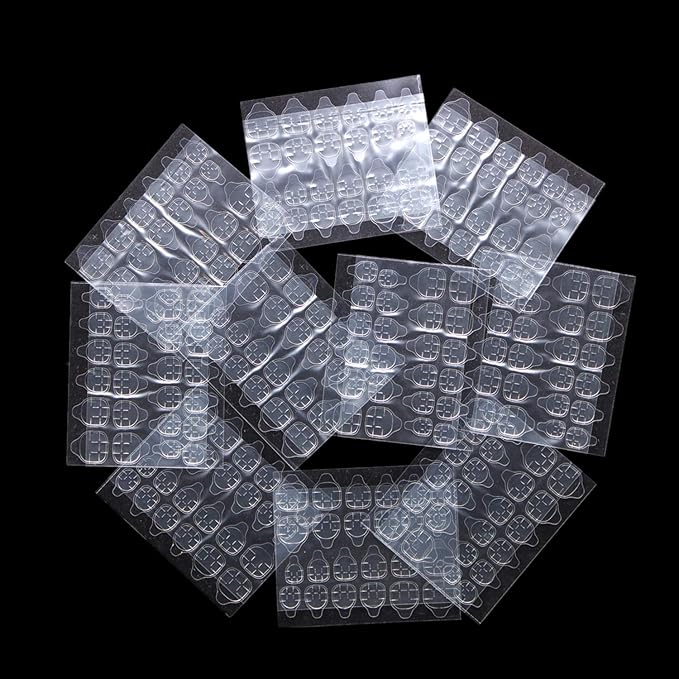 10 Sheets Waterproof Breathable Jelly Double Sided Nail Adhesives,Press on Nails Sticky Tabs Nail Glue Sticker