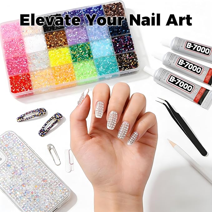 2026 New Resin Jelly Rhinestones for Bedazzling for Crafting Nails Face Makeup Crafts Tumblers,3mm Flatback Gems with Glue for DIY Crafts, Nail Art,Shoes,Clothing Decoration (40 Colors & 32000pcs)