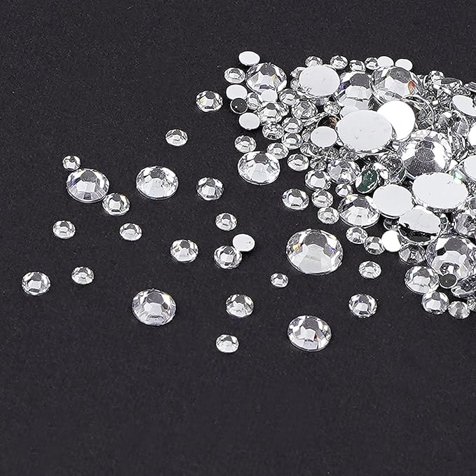 Canvalite 1500PCS Rhinestones Flat Back Gems, Nail Rhinestones Nail Art Gems with Pick Up Tweezers and Rhinestone Picker Dotting Pen, Nail Art Tools for Nails, Clothes, Face, Craft