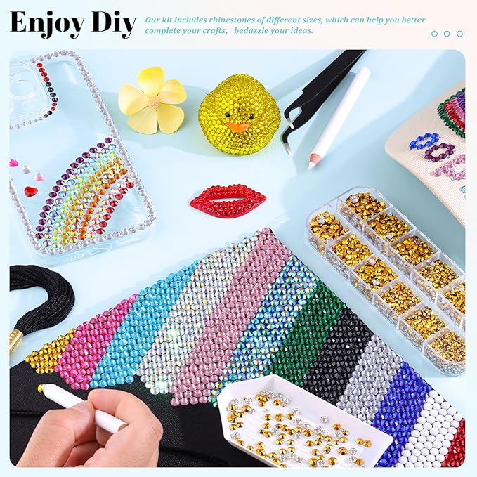 12100Pcs Resin Rhinestones for Crafting with 3Pcs 10ml B7000 Jewelry Glue, 2 Boxes Flatback Crystals Diomand (Gold) for Bedazzling Crafts DIY Nail Art Makeup，Non Hotfix Gems for Clothing Shoes