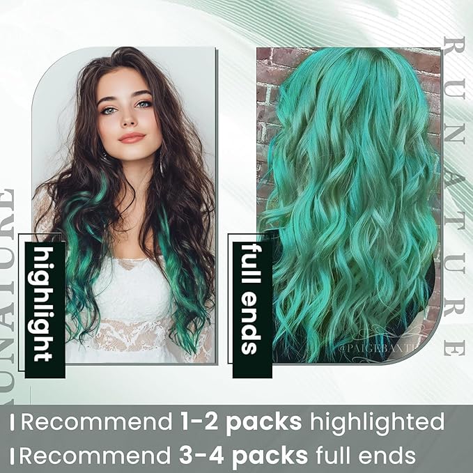 RUNATURE U Tip Extensions Real Human Hair for Women 18 Inch Teal Hair Extensions for Highlight Party Festival Hot Fusion Invisible Keratin K Tip Extensions Softness Silky Hair 25g 25s