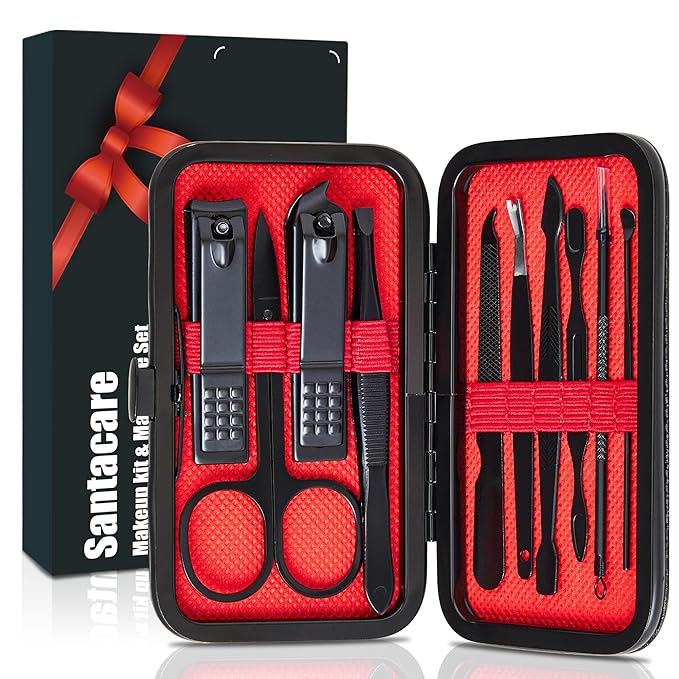 Manicure Set 10 in 1 Mens Gifts Travel Nail Clipper Kit, Christmas Stocking Stuffers for Men and Women, Nail Grooming Kit Birthday Christmas Gifts for Him Her Boys Girls Husband Boyfriend
