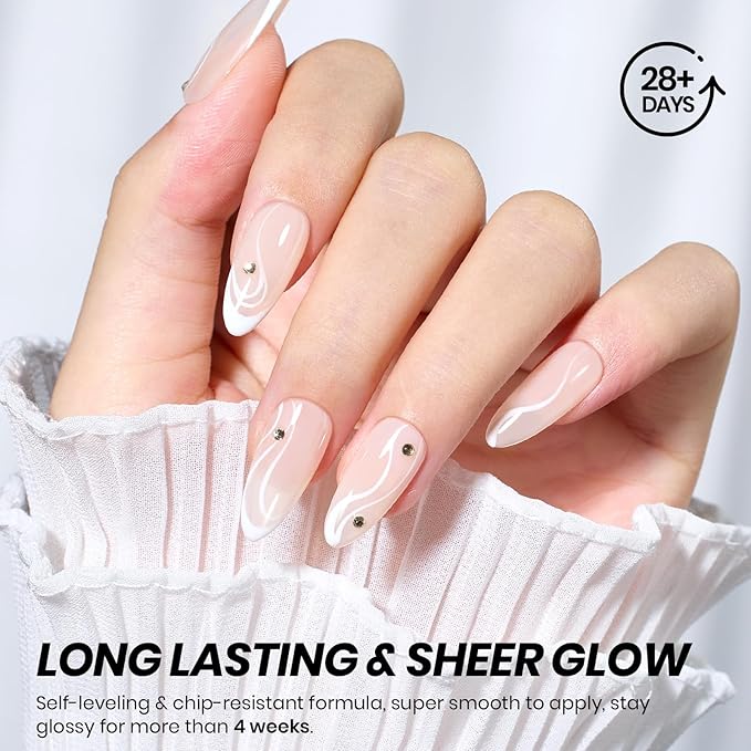 Beetles Nude Gel Polish, 15ml Jelly Neutral Nude Gel Nail Polish Set Translucent Effect Nail Concealer Soak Off UV Spring Summer French Nail Art Design Gift for Women