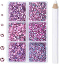 8000pcs Hotfix Rhinestones Flatback,Rhinestones for Crafts Clothes Mixed 6 Sizes, Hotfix Crystals with Wax Pencil Kit, SS3-SS12,Lt. Rose
