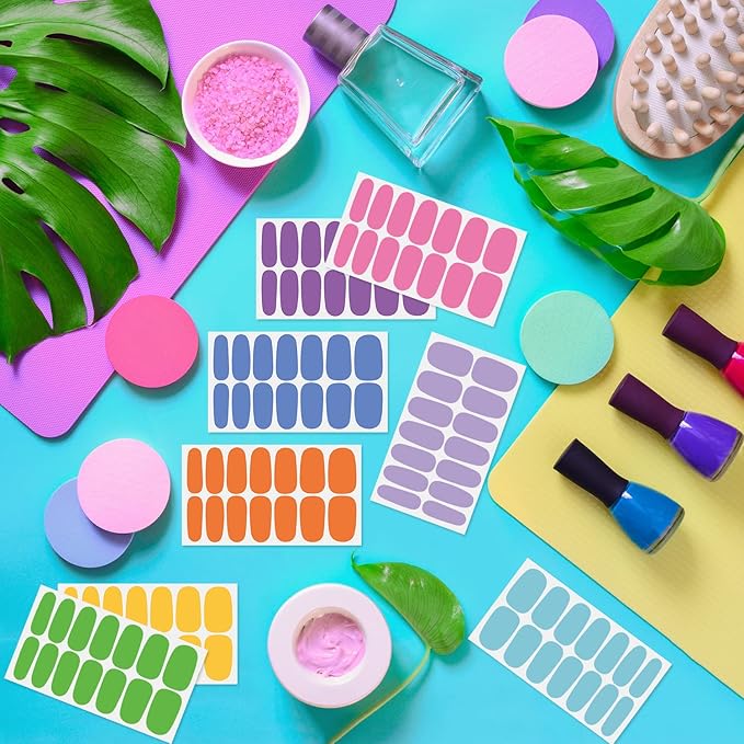 DANNEASY 16 Sheets Polish Stickers Full Wraps for Women Self Adhesive Strips Gel Sticker Solid Color Fingernail Manicure Kit With 1pc File, Cuticle Stick