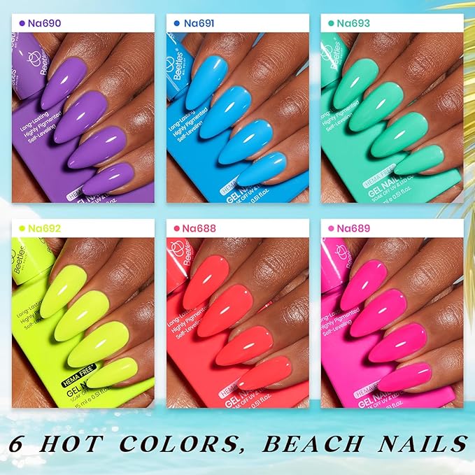Beetles Gel Nail Polish Set with Mini LED Nail Lamp Purple Red Green Yellow Gel Polish with Base Top Coat Nail Art Brushes Salon DIY Gift Basket for Women