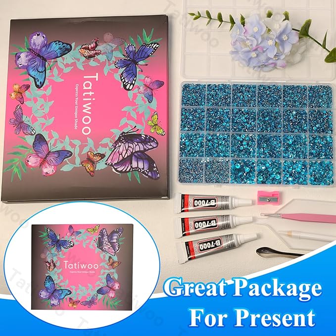 20000Pcs Peacock Blue Flatback Jelly Resin Rhinestones for Bedazzling, Mix Sizes Crystal Rhinestones Gems, Blue Gems Bedazzling for Crafting for DIY Face Makeup Crafts Tumblers