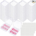 48 Pcs Press on Nail Boxes with 180 Pcs Adhesive Double Sided Tape Acrylic Press on Nail Packaging Cases White Transparent Storage Case Organizer for Display Art Salon Supplies