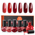 modelones Red Nail Polish Set, 6 Colors Valentines Cat Eye Dark Ruby Cherry Glitter Mini Quick Dry Nail Lacquer Kit, Magnetic Sparkle DIY Nail Art Manicure Gift for Women Girls