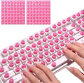 128Pcs Raised Keyboard Stickers for Long Nails with Letters, Soft Silicone Keyboard Bubbles for Women, Nail Art Typing Keycaps for Desktops (Pink, 128pcs)