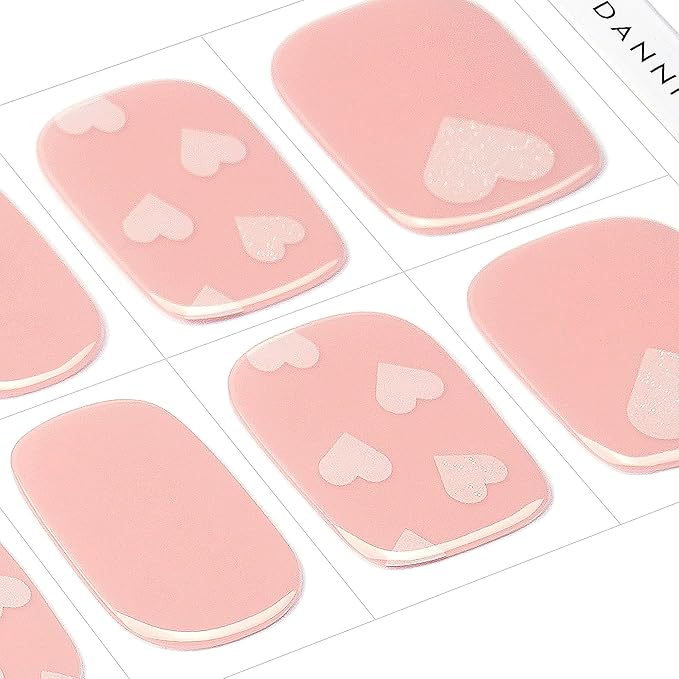 DANNI & TONI Semi Cured Gel Nail Strips Valentine's Day Hearts Gel Nail Wraps Gifts for Women | Aurora Love
