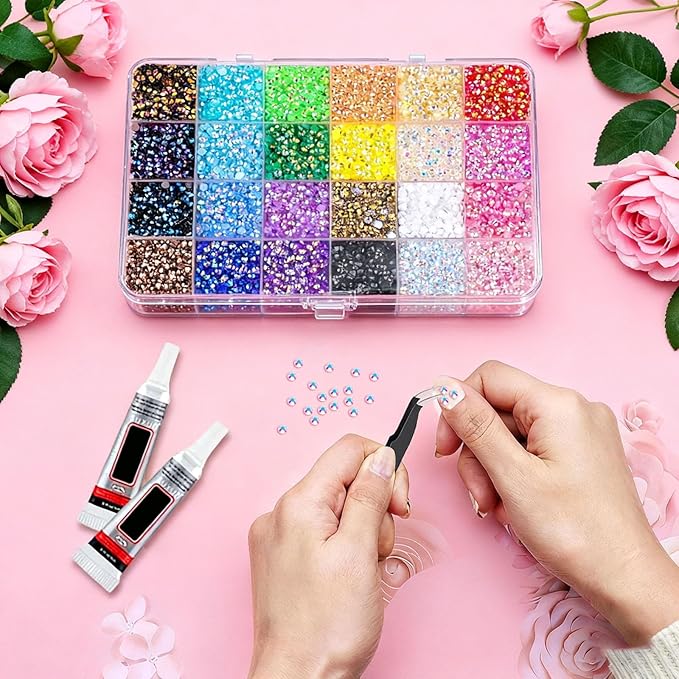 30000Pcs Resin Jelly Rhinestones for Bedazzling,3mm Multicolor Flatback Gems for Diamond Art Bedazzler Kit with 3Pcs 10ml Jewelry Glue for Nail Art Crafting Book Makeup 28 Colors(30000)