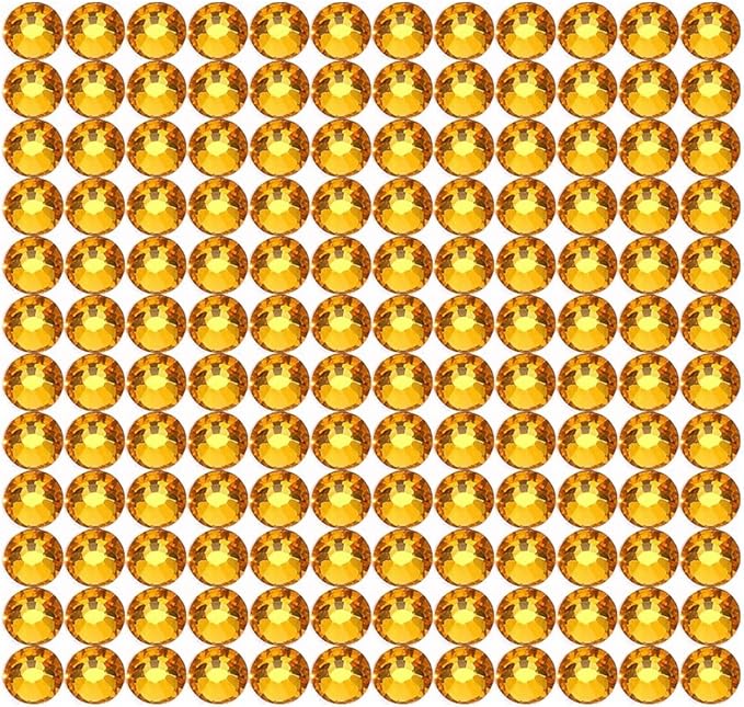 Onwon 1440 Pcs Crystal Flat Back Brilliant Round Rhinestones Glass Stones Glitter Gems Faux Diamond for Craft,Nail Art,Shoes,DIY Decorations (SS4/1.6mm, Gold Yellow)