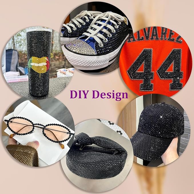 Resin Jelly Rhinestones for Crafting with B7000 Jewelry Glue, 2 Boxes Black Flatback Crystals with 3Pcs 10ml Glue, Bedazzling Non Hotfix Gems for DIY Tumblers Clothing Shoes Manicure