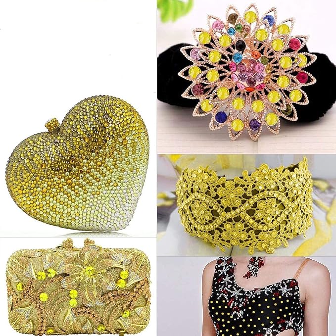 Dowarm 1440 Pieces SS10 Flatback Rhinestones, 2.8MM Flatback Crystal Rhinestones for Craft, Nails, Dance Costumes, Non Hotfix (Citrine/Lemon Yellow)