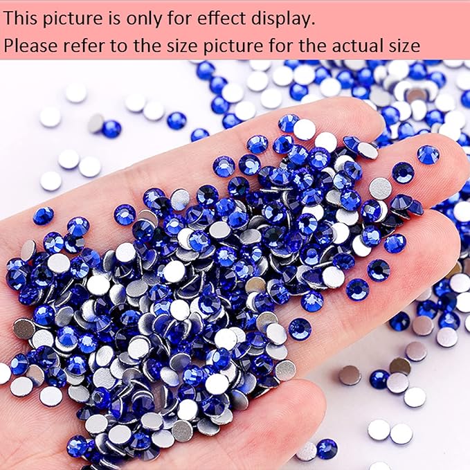 Dowarm 1440 Pieces SS10 Flatback Nail Crystals, 2.8MM Flatback for Craft Nails Dance Costumes, Glue Fix Rhinestones (SS10 / 2.8MM, Blue/Sapphire)