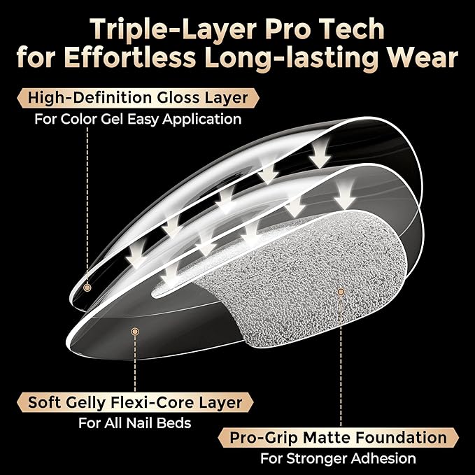 Long Almond Nail Tips: 504pcs Full Cover Soft Gel Nail Tips, 12 Sizes Pre-Etched Half Matte Almond Press on Nails No C Curve For Nail Extensions Home Salon