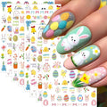 8 Sheets Easter Nail Stickers - 3D Self-Adhesive Easter Egg Bunny Chick Nail Decals - Cute Spring Holiday Nail Art Decorations for Girls Women Perfect Easter Basket Stuffers Gifts Party Favors