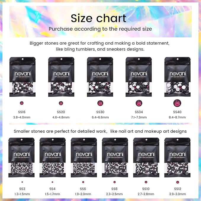 SS12 Non Hotfix Flatback Glass Nail Gems Crystals for Crafts, Makeup Bags, Shoes & DIY Decoration (1440pcs, Amethyst)
