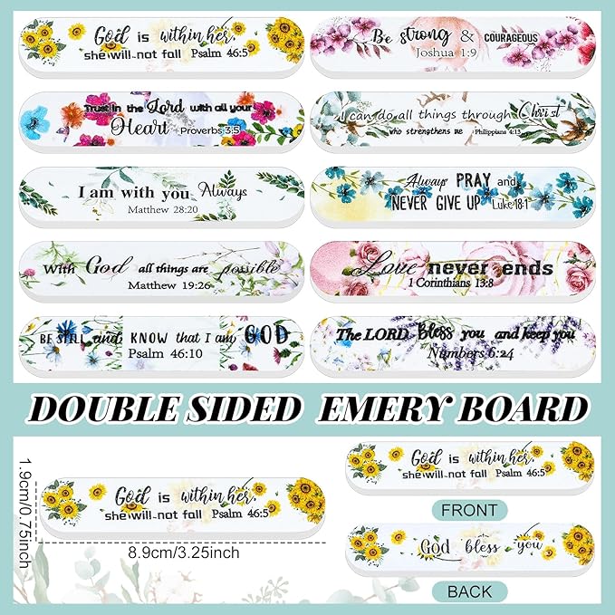 100 Pcs Christian Gifts for Women Bulk Religious Employee Appreciation Gift Christian Women's History Month Gift Bible Scripture Stocking Stuffers Emery Board Nail File Bulk for Staff Coworker