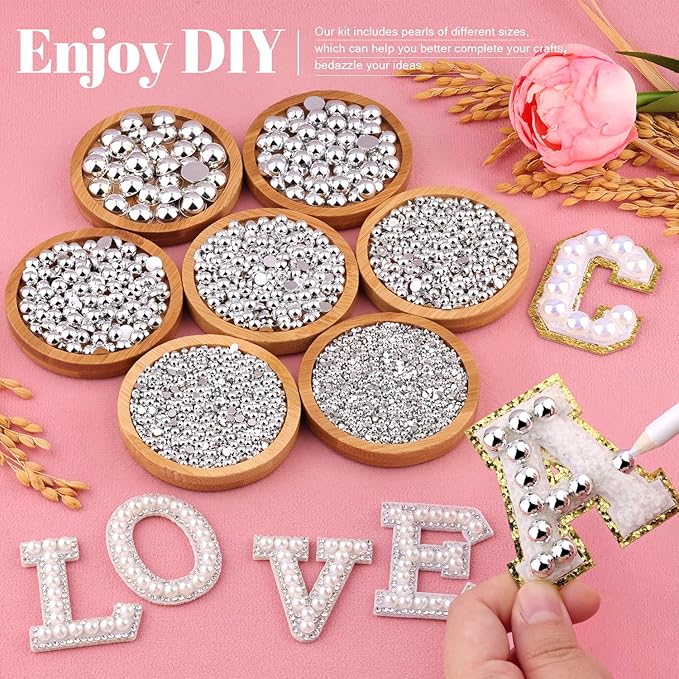 11000Pcs Flatback Pearls for Crafting (Silver), Assorted Size 2/3/4/5/6/8/10mm Non Hotfix Half Pearl, Bedazzling Bead for DIY Crafts Clothing Tumblers Mugs Shoes Fabric Embellishment Nail Art Makeup