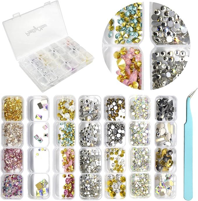 PrettyClaw Nail Art Set 28 Styles Nail Charms (1000+ Pieces) (Set #8)