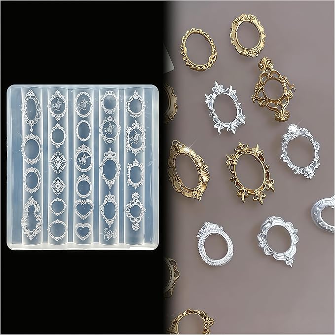 3D Picture Frame Gel Nail Art Mold Arts Resin Frames Molds for Accessories Supplies Framed Silicone Tools Grace Nails Style