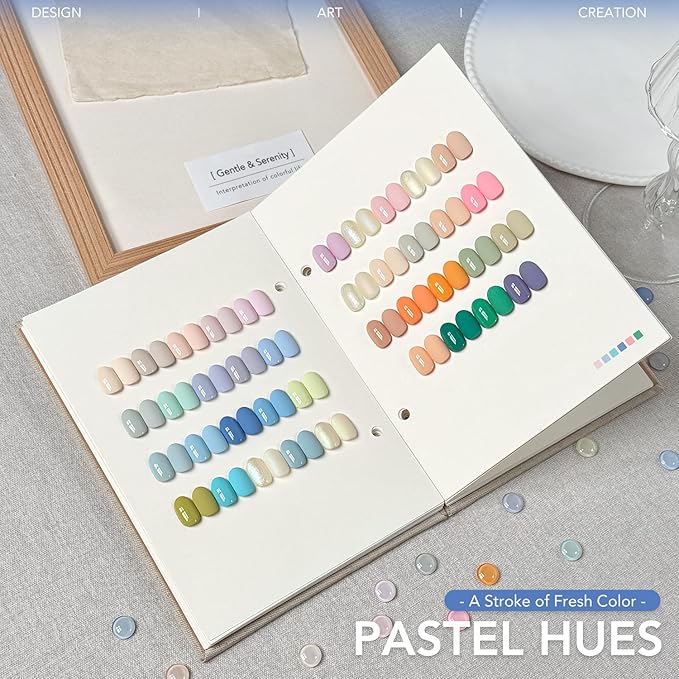 GAOY 42 Pcs Gel Nail Polish Kit, Pastel Pearl Shimmer Colors Spring Summer Gel Nail Polish Set with Glossy & Matte Top Coat and Base Coat for Salon and DIY Manicure at Home
