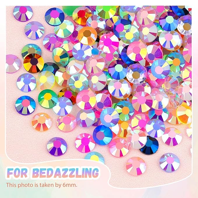 10000Pcs Resin Jelly Rhinestones for Bedazzling, 5mm Mixed-Color Flatback Gems for Diamond Art, Bedazzler Kit with 1Pcs 10ml B7000 Jewelry Glue for Crafting Crafts Book Shoes Nail Art