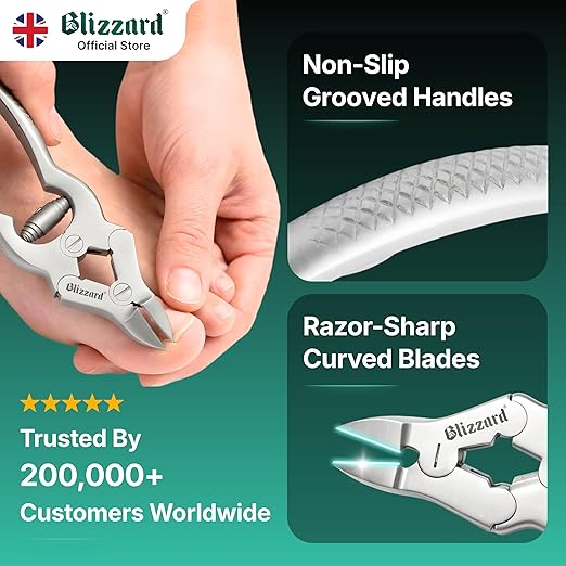 Toenail Clippers by Blizzard – Medical Grade Double Action Toe Nail Nipper Cutter for Thick Nails Seniors – 6 inch German Tool Barrel Spring
