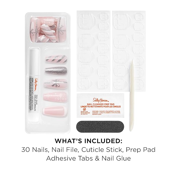 Sally Hansen Salon Effects Perfect Press-On Holiday, Love at Frost Sight, Press On Nails, Easy to Apply, Nail Glue & Adhesive Tabs Included