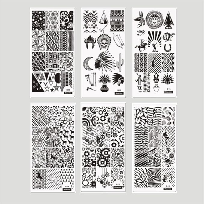 Mezerdoo 10Pcs/lot DIY Manicure Template Unicorn Horses Shark Design Nail Stamping Plates Image