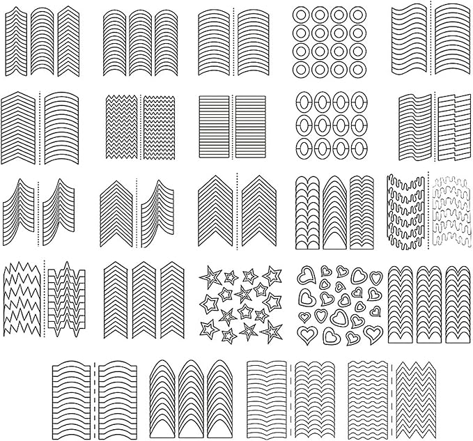 French Tip Nail Stickers, Self-Adhesive 23 Designs White French Manicure Strips for DIY Nail Art at Home