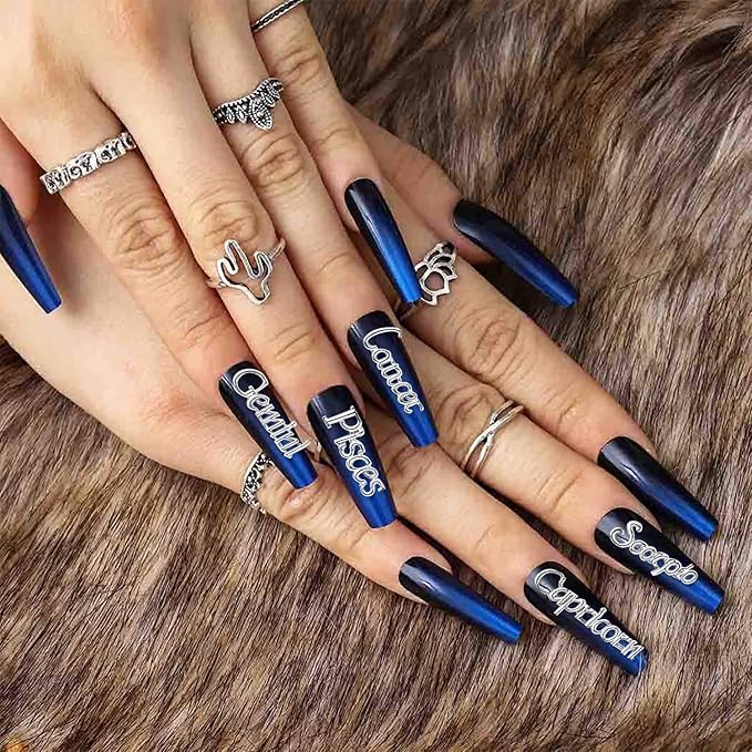 24 Pieces Silver Alloy Zodiac Nail Charms 12pcs Zodiac Signs Nail Studs 12pcs Constellation Words Charms Twelve Constellation Nail Charms for Women Girls Nail Art Decoration