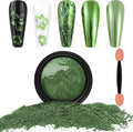 Artdone Chrome Nail Powder, Grass Green Iridescent Aurora Powder Metallic Mirror Effect Pigment Pearlescent Mermaid Pigment Pearl Glitter Dust Kit, Nail Art Decoration, Resin Craft